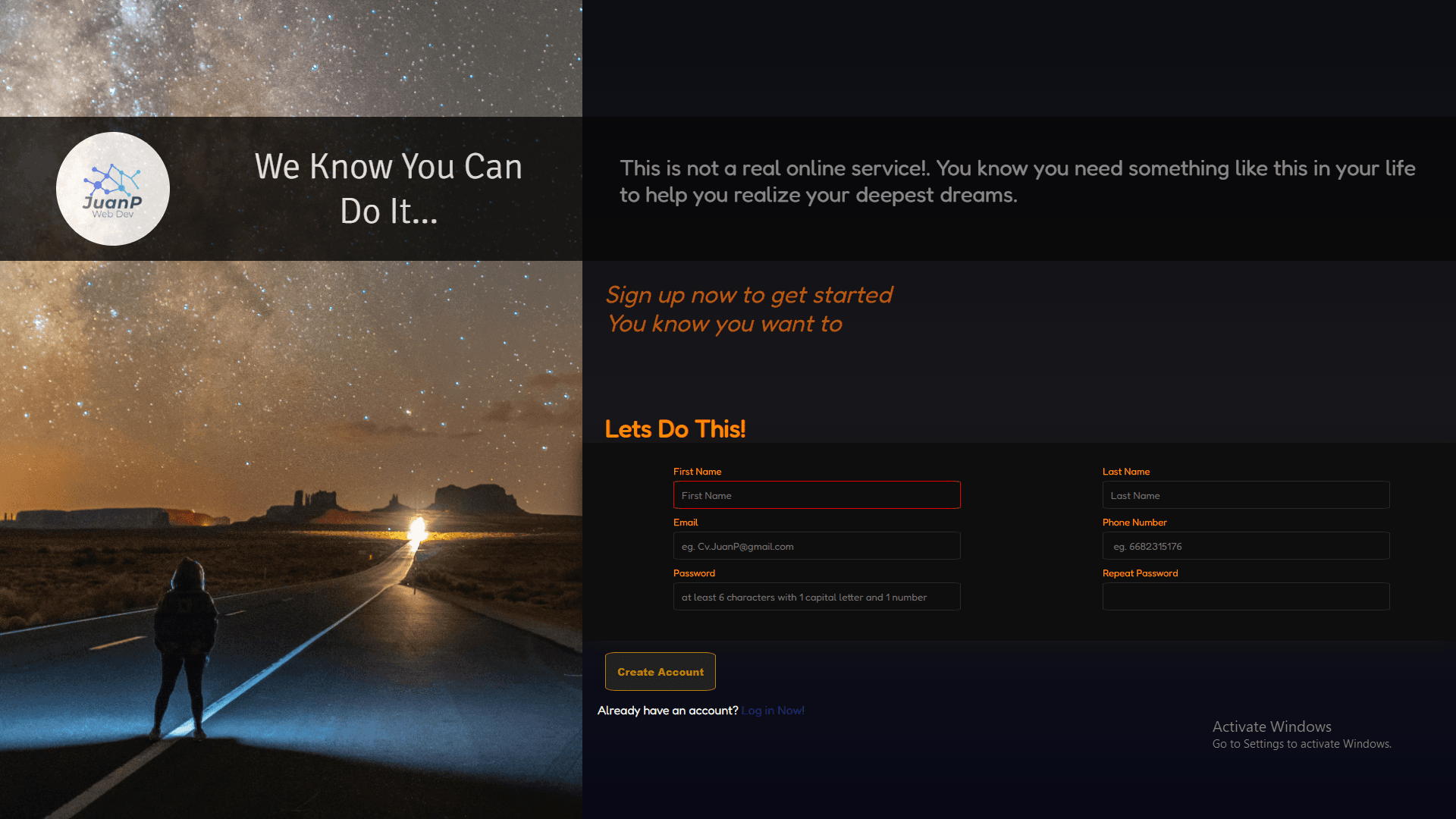 photo of the website